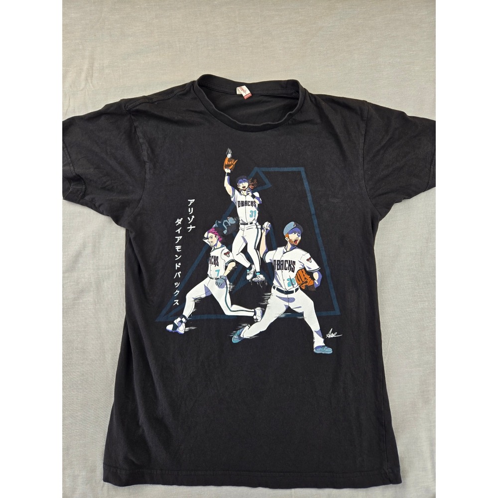 Originals Arizona Diamondbacks Anime Graphic T-Shirt‎ Mens Medium Black Cotton